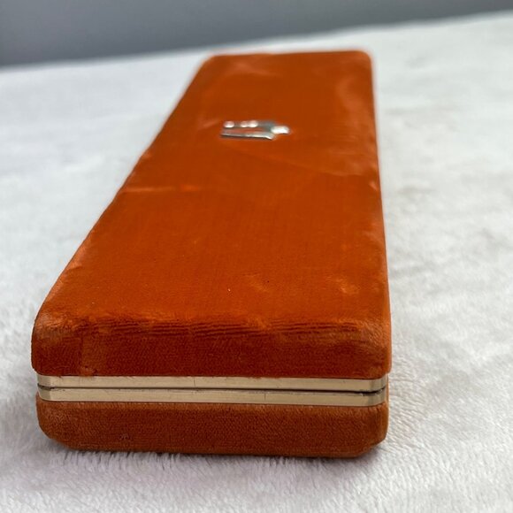 Vintage Bulova Accutron Women Orange Velvet Watch Box Case  EMPTY - Picture 3 of 7